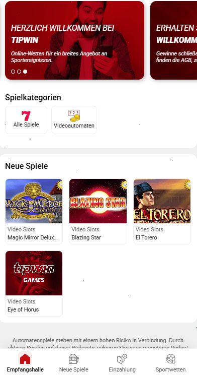 Tipwin – Übersicht der Spiele und verfügbaren Boni